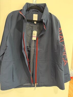 Nautica Navy Windbreaker with Red Trim